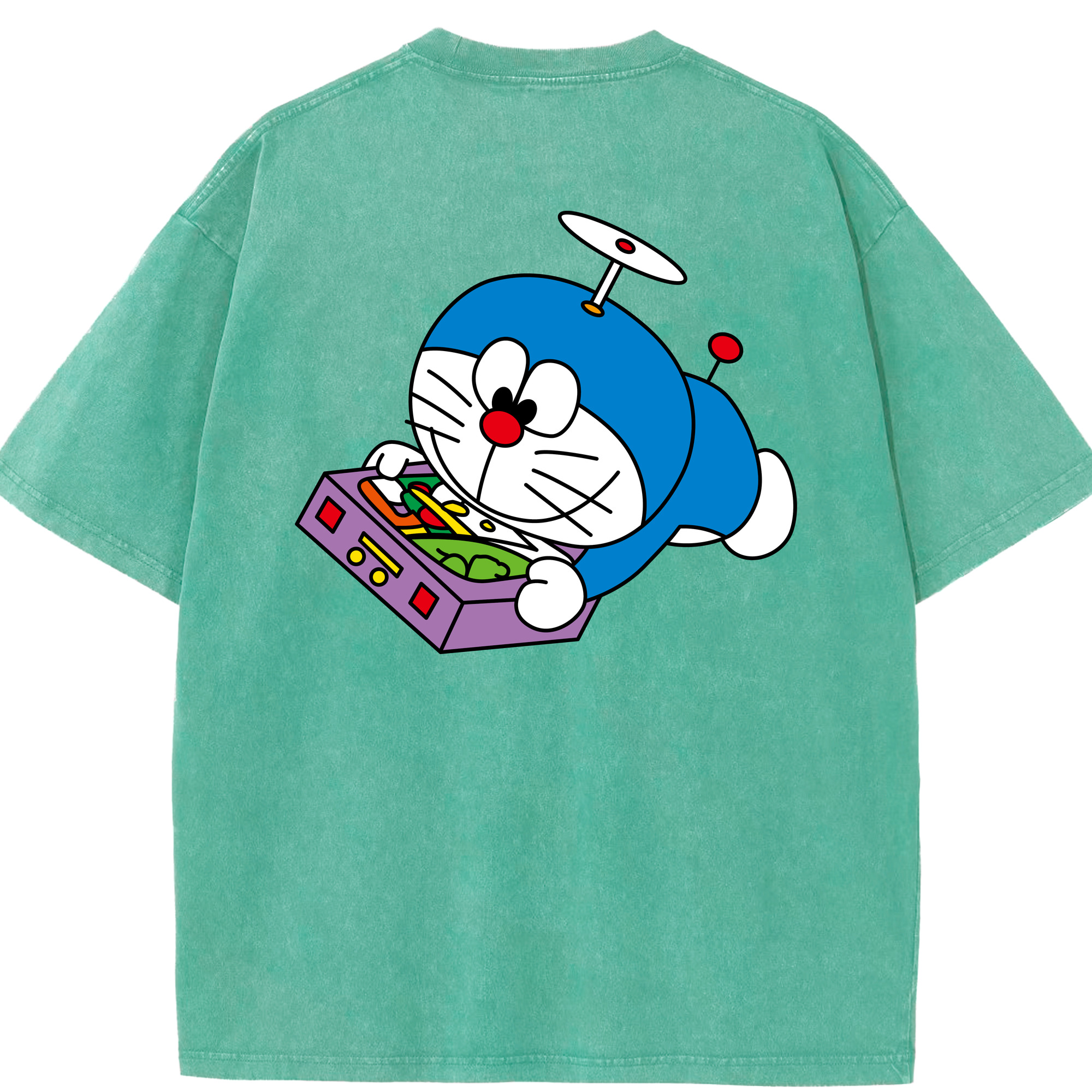 （画像用） ドラえもん Doraemon 綿100% ヴィンテージ風 半袖Tシャツ（背面プリント）
